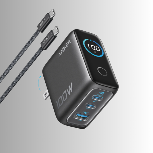 Anker Charger (100W, 3 Ports, Smart Display)
