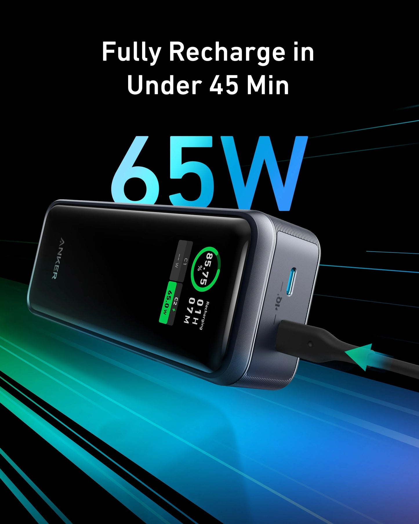 Anker Prime 12,000mAh Power Bank   (130W, 2-Port, Smart Display)