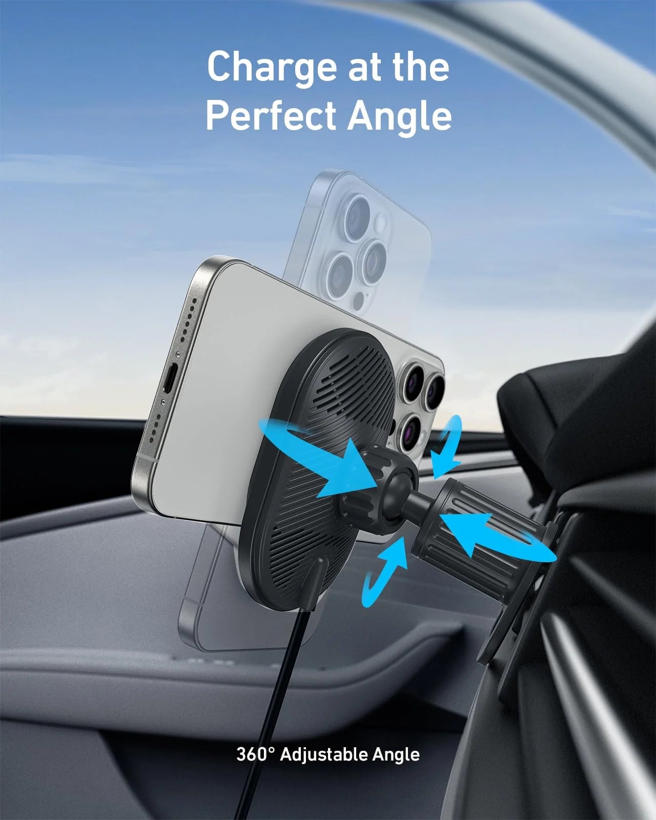 Anker MagGo Wireless Car Charger (Built-In USB-C Cable)