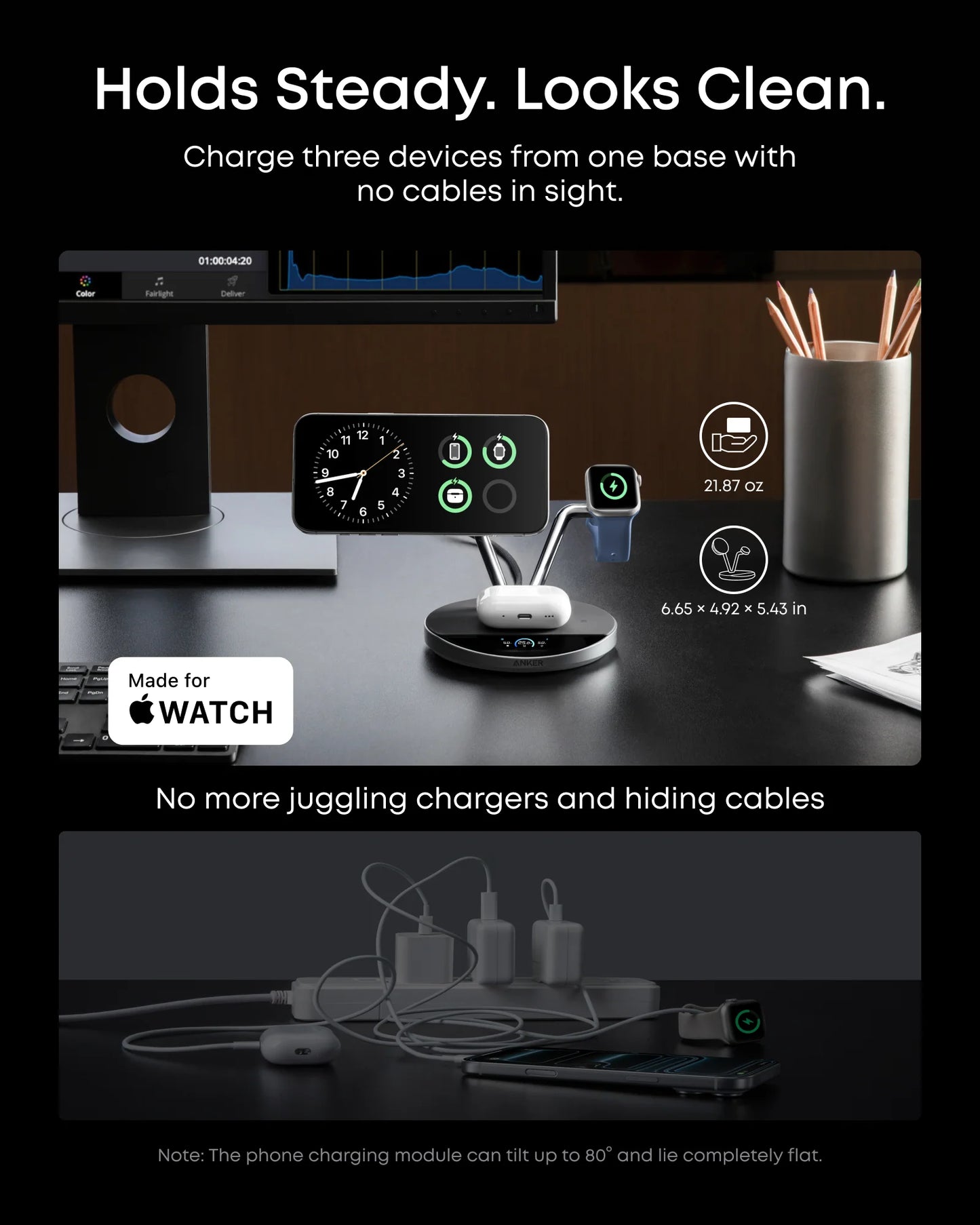 Anker Prime Wireless Charging Station  (3-in-1, MagGo, AirCool, Dock Stand)