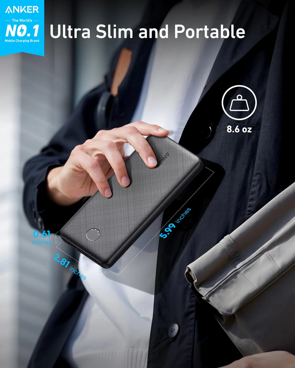 ANKER Powercore slim  Power Bank (10,000mAh – 15W)
