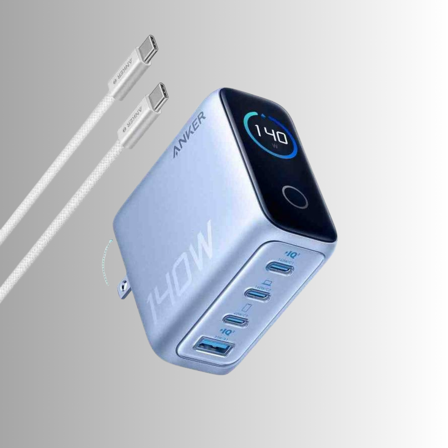 Anker Charger (140W, 4-Port, PD 3.1) Smart display