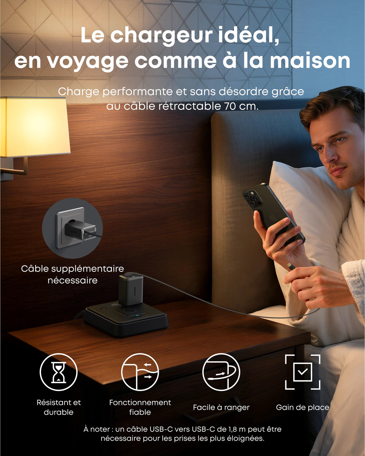 Anker Nano 35 W ( avec câble USB-C rétractable)