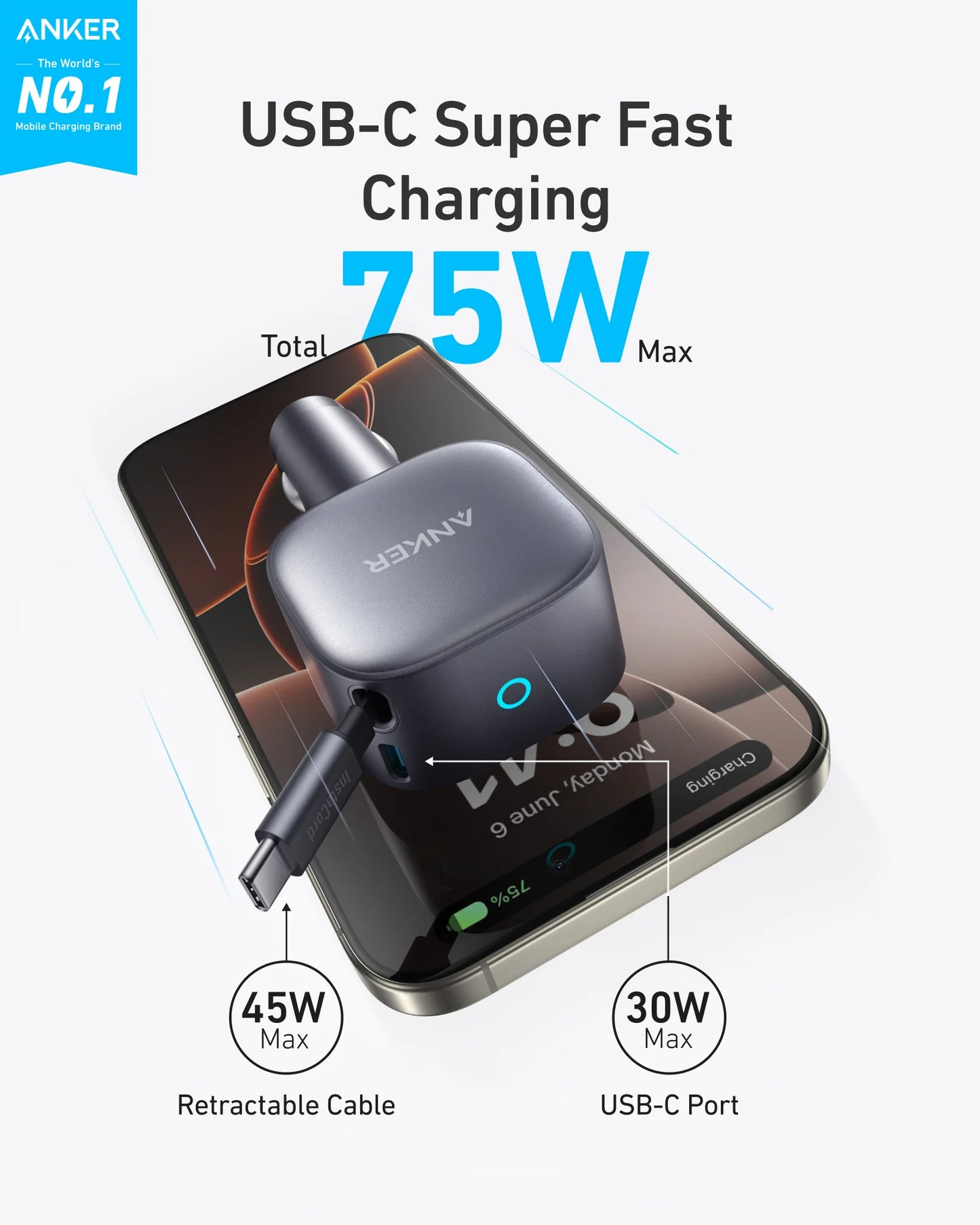 ANKER NANO CAR CHARGER -75W-